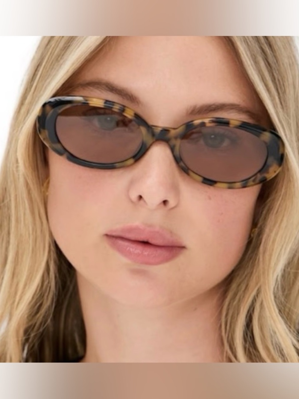 New Quay Feel cute Tortoiseshell Oval Sunglasses - Brown Lenses - Picture 5 of 12